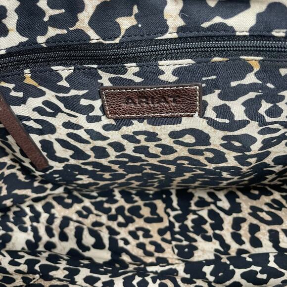Ariat Savannah Calf Hair Patchwork Large Leather Tote Bag Brown - Picture 9 of 9